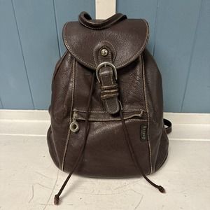 Y2K‎ KATANA Paris Vintage Brown Genuine Leather Backpack Handbag Purse 12” X 9”